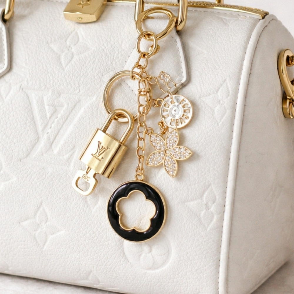 Louis Vuitton Gold Lock 🔒 Authentic LV Key + Unbranded Flower Bag Charm
